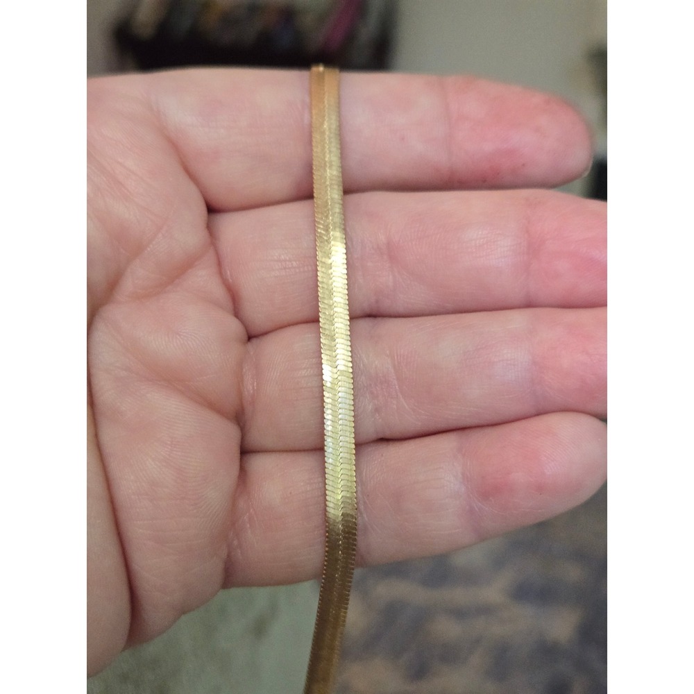 Goldtone Herringbone Chain Bracelet Vintage